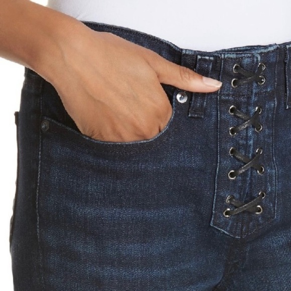 Veronica Beard Carolyn 10” Baby Boot Lace Up Raw Hem Jeans - Picture 4 of 16